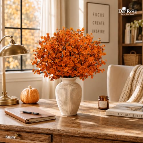 24 Orange Fall Babys Breath Artificial Flowers for Home Vase Decor (Fall Mixed Color)