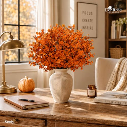 24 Orange Fall Babys Breath Artificial Flowers for Home Vase Decor (Fall Mixed Color)