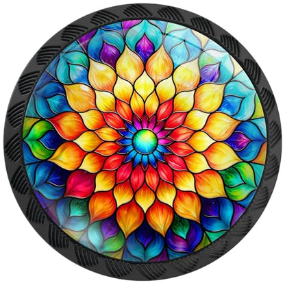 4 Pack Boho Colorful Mandala Cabinet Knobs for Kitchen Bathroom