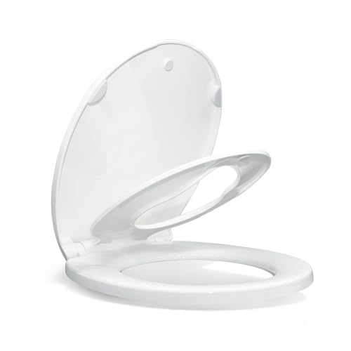 Round Toilet Seat with Toddler Seat Built In 16.5 Inch