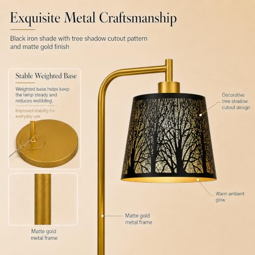 Farmhouse Floor Lamp with Black & Gold Metal Shade