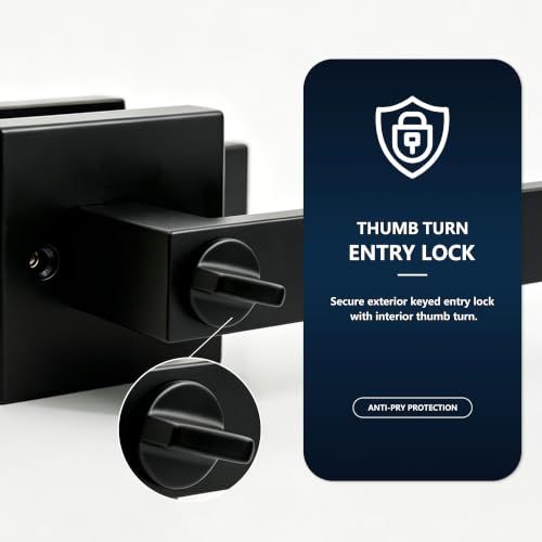 Black Door Handle Heavy Duty Interior Door Lever with Lock