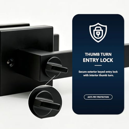 Black Door Handle Heavy Duty Interior Door Lever with Lock