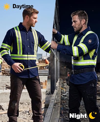 Vented FR High Vis Shirts Reflective Pearl Snaps Summer Work Safety
