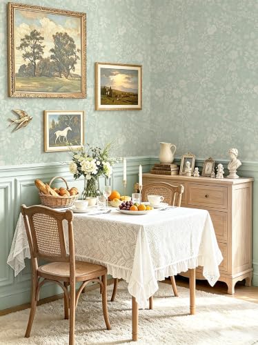 Green Floral Wallpaper Peel and Stick Contact Paper Leaf Modern Boho Farmhouse Wall Paper Self Adhesive Removable Wallpaper for Bathroom and Bedroom Vinyl 17.3"x78.7" (Light Green / 17.3" x 78.7")