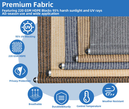 Outdoor Roller Shades for Patio 8 ft Wide (Blue Gray / 96"W x 96"H)