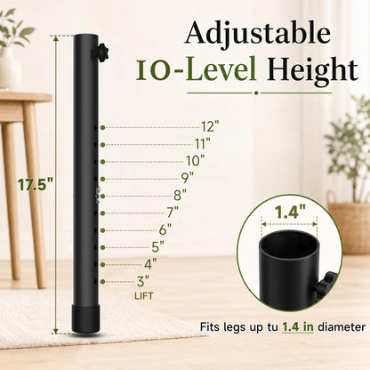 Folding Table Leg Extenders (17.5" (10-level Height Adjustable))