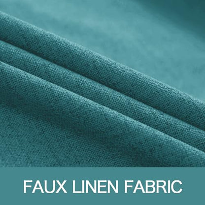 100% Blackout Linen Curtains for Bedroom 52x72 Inches Teal (Teal / 52"W x 72"L (Pack of 2))
