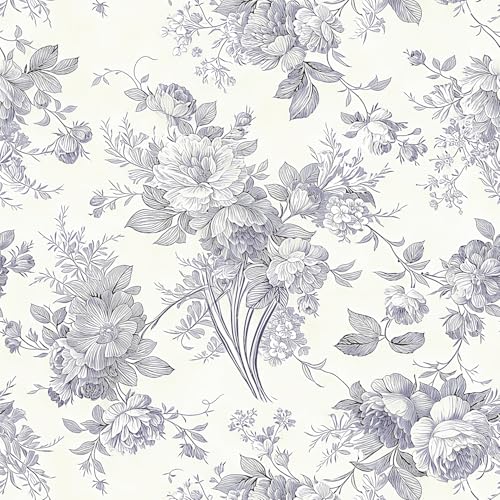 Vintage Floral Wallpaper Peel and Stick Dark Blue Floral Peel and Stick Wallpaper Boho Flower Leaf Contact Paper Bird Self