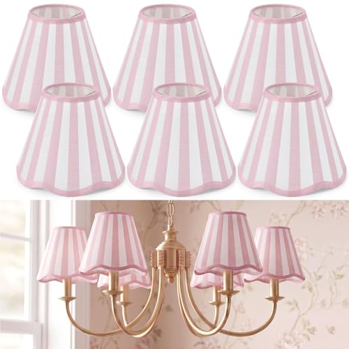 Set of 6 Striped Chandelier Lamp Shades