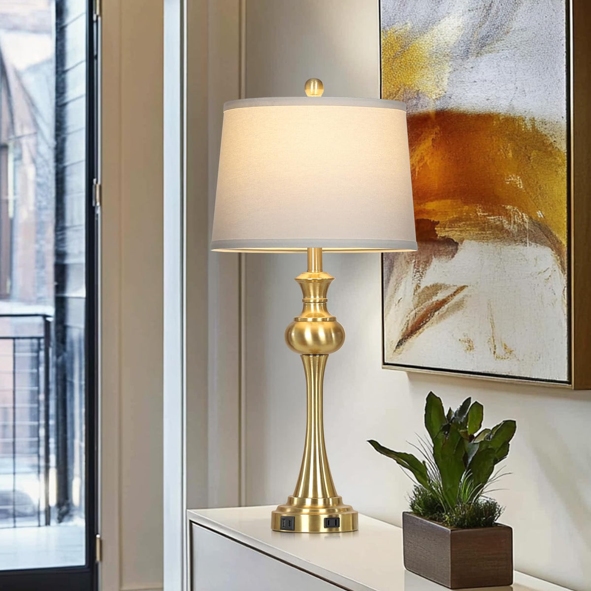 Gold Table Lamp for Living Room (Gold)