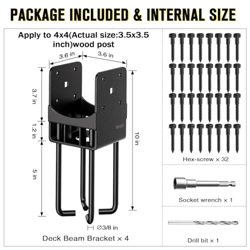 U Shape Post Base with Air Flow Channel Concrete Post Anchor Heavy Duty Stainless Steels 4"x4" (4x4)
