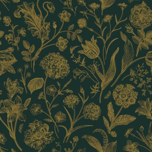Line Flowers Peel and Stick Wallpaper Vintage Contact Paper