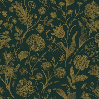 Line Flowers Peel and Stick Wallpaper Vintage Contact Paper
