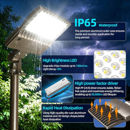 LED Parking Lot Lights Arm & Slip Fitter Mount Dusk to Dawn