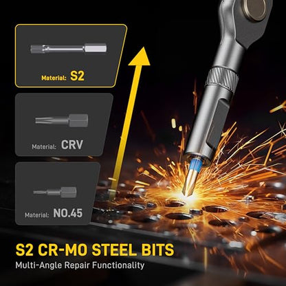 Magnetic Screwdriver Set Precision Multi Bit Repair Kit with Detachable Allen Wrench T Handle for Furniture
