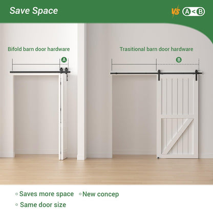 60" Bifold Sliding Barn Door Hardware Kit (60"/5FT for 2 Doors)