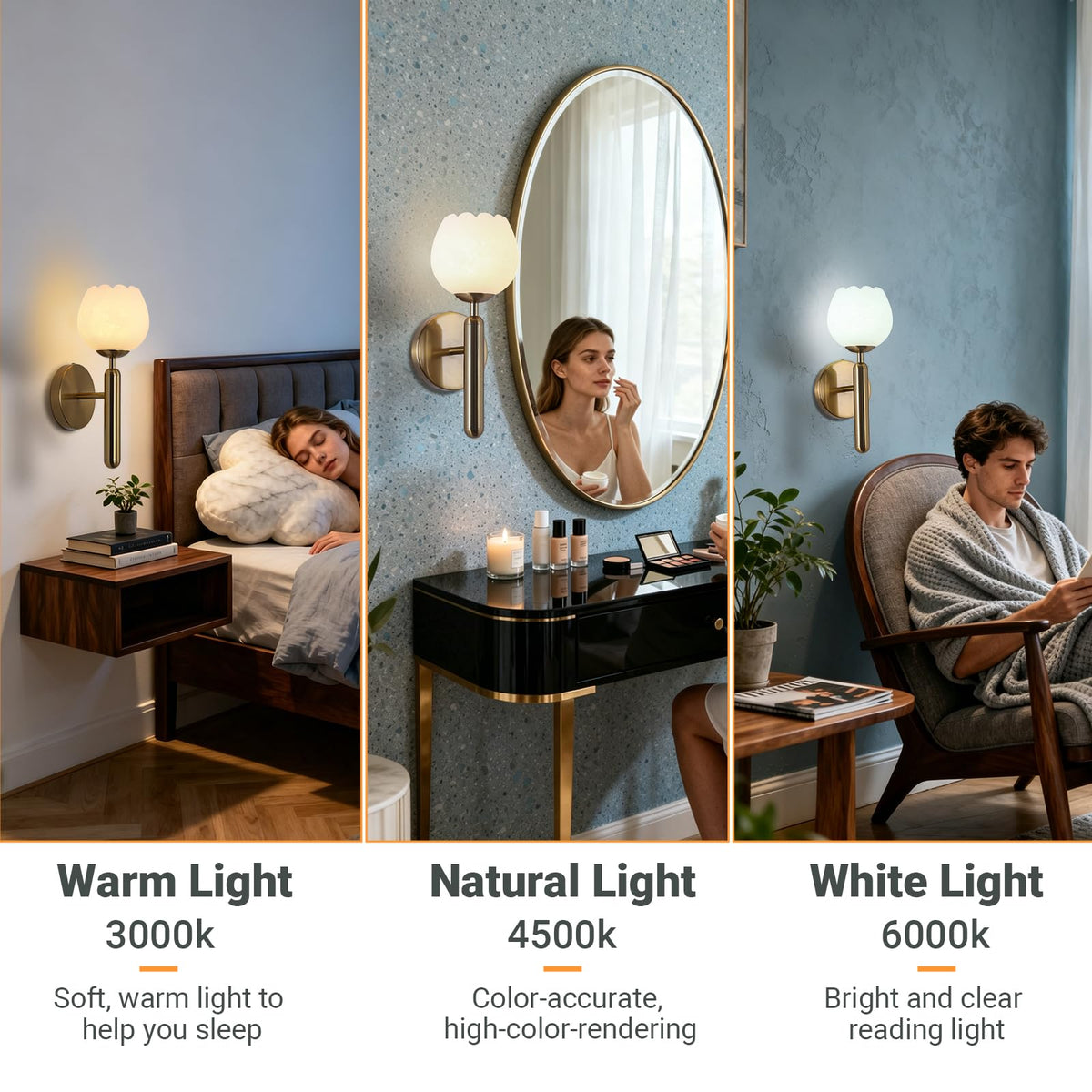 12.6in Alabaster Wall Sconces (Gold-12.6in-1 Pack)
