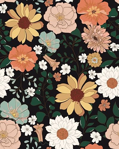 Vintage Floral Wallpaper Peel and Stick Boho Floral Contact Paper Flower Leaf Removable Self Adhesive