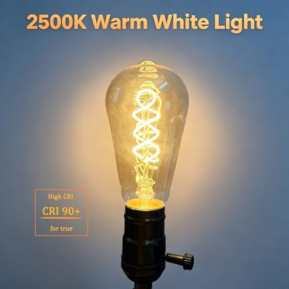4 Pack 6W ST64 LED Edison Bulbs 60 Watt Equivalent