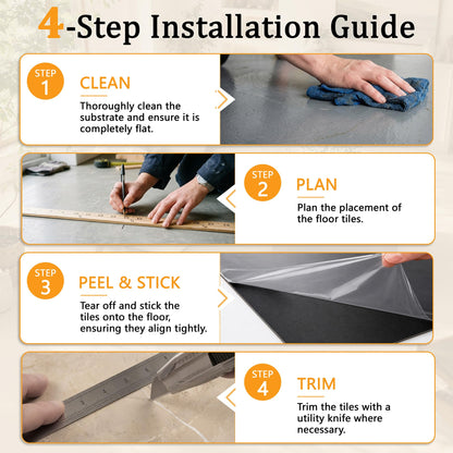 Peel and Stick Floor Tile 18x18 Marble Vinyl Flooring Waterproof 30PC (Beige / 30 Pack)