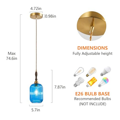 Modern Glass Pendant Light Ribbed 1
