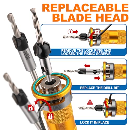 Countersink Drill Bit Set with Adjustable Depth Stop