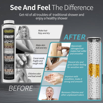 High Pressure Filtered Handheld Shower Head 9 Spray（4 filters） (2.5 Gallon Per Minute+4 Filters / Chrome)