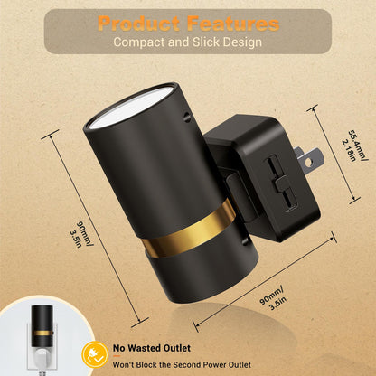 Night Lights Plug into Wall (Black-5000K / 2 Pack)