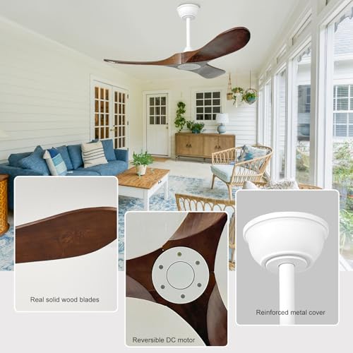 42'' Outdoor Ceiling Fan no Light (42 inch / White+Dark walnut)