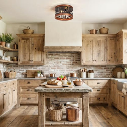 Rustic Farmhouse Flush Mount Ceiling Light