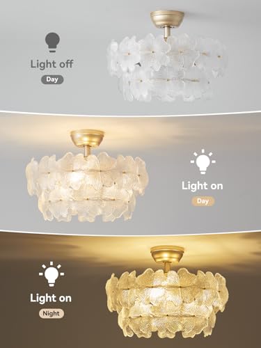 Gold Crystal Fandelier Ceiling Fan with Light (Flower Fandelier Ceiling Fan)