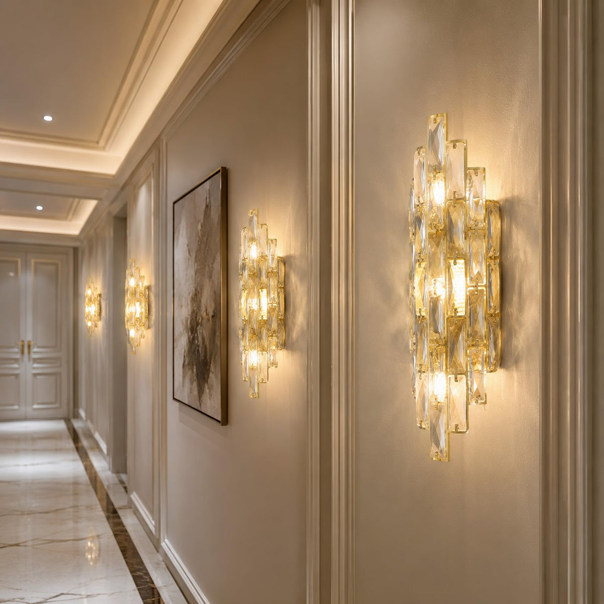 Luxury Crystal Wall Sconces Mid (Gold Rectangular)