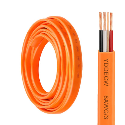 8/3 NM-B Wire with Ground - 5FT 8 AWG 3 Conductor Non-Metallic Sheathed Cable Pure Copper Residential Indoor Wire for Outlets, Switches, Other Loads and Lighting Wiring Projects etc.(Orange) (5FT)