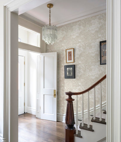 Peel and Stick Wallpaper Oatmeal Cream Vintage Forest Animals Floral Wallpaper Removable Self (Cream / 17.3" x 78.7")