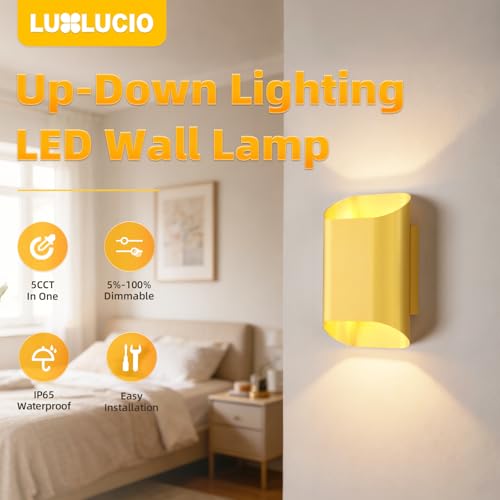 Gold Up & Down Modern Indoor Outdoor LED Wall Sconce (Gold / 1 pack)