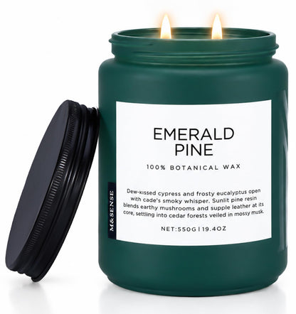 Christmas Scented Candle Emerald Pine Fresh Forest Woody Scent 110H (Large Jar / EmeraldPine)