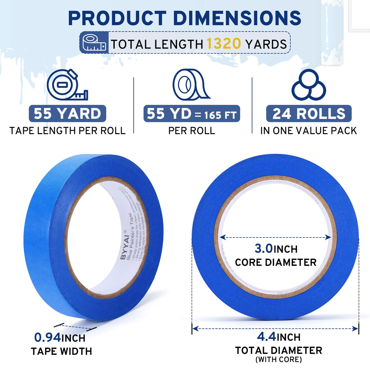 24 Rolls Painters Tape 1 Inch Wide (1 inch wide)