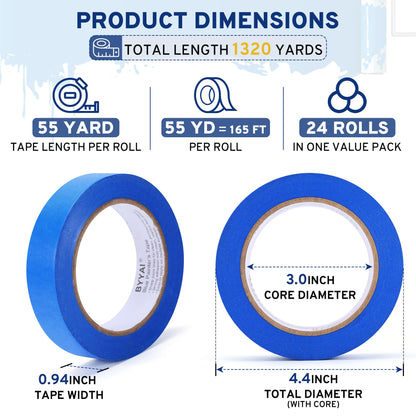 24 Rolls Painters Tape 1 Inch Wide (1 inch wide)