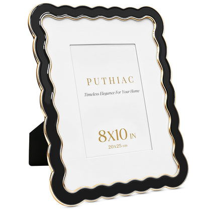 8x10 Scalloped Wavy Metal Picture Frame (Ink Matte Black / 8x10)