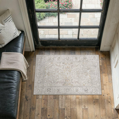 Entryway Rugs 2x3 Washable Rug Beige Grey (Beige Grey / 2' x 3' (Rectangular))