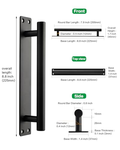 Black Barn Door Handles Matte White Gate Handles Outdoor Fence Hardware Replacement Modern Sliding Door Handle Pull with Backplate for Shed