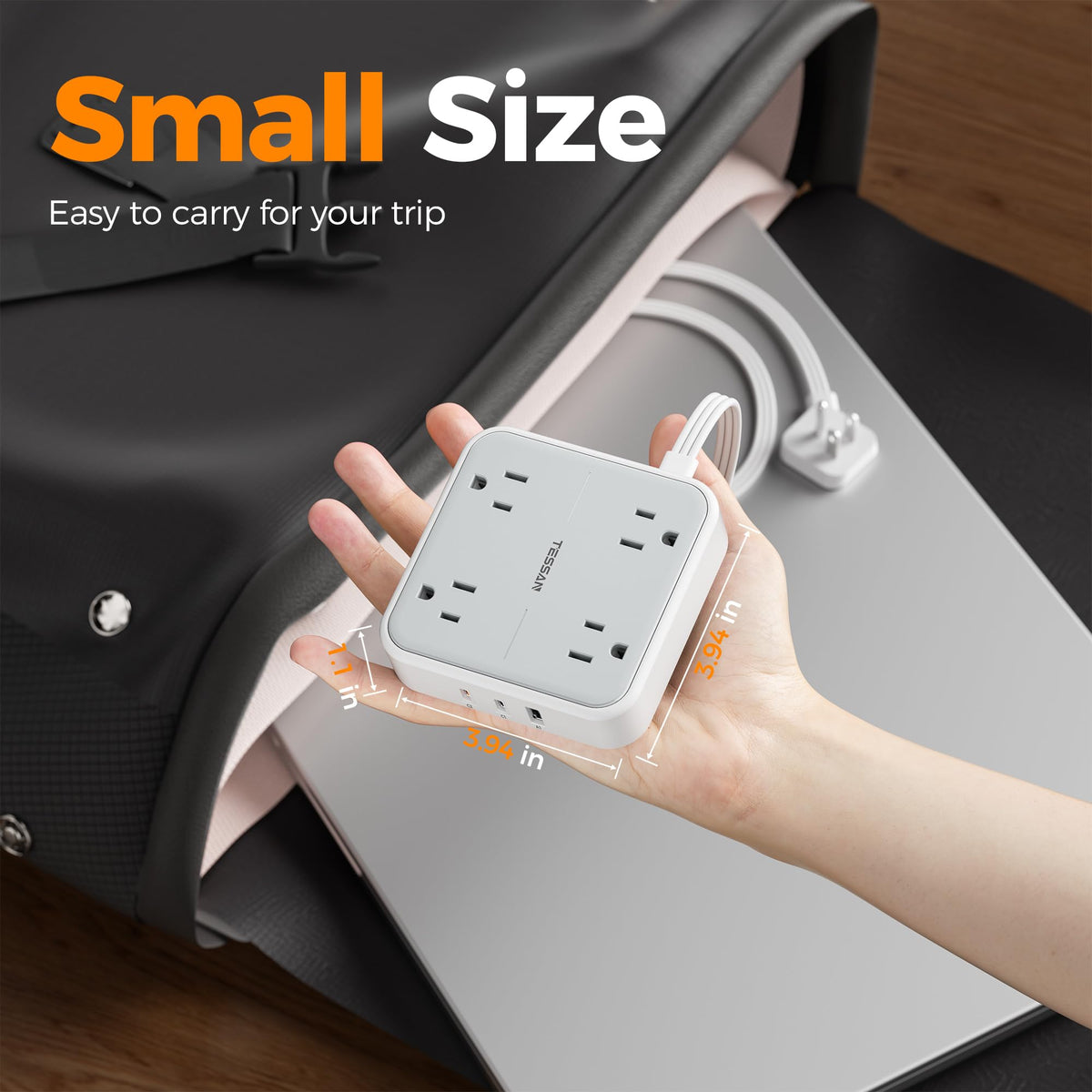 Surge Protector Flat Extension Cord 10Ft (10 FT(2 USB-C) / Grey & Surge Protector 20W PD)