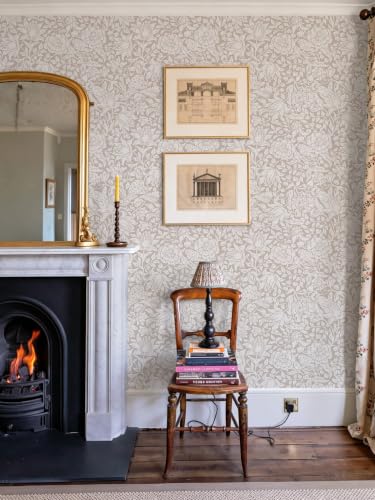 Floral Peel and Stick Wallpaper Beige William Morris Contact Paper (Beige / 17.3" x 196")