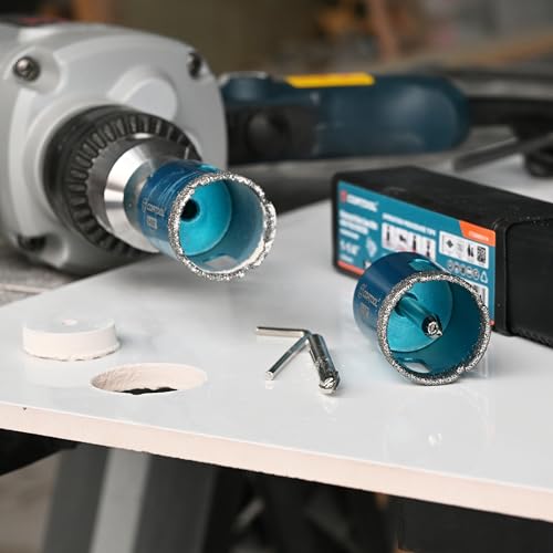1-1/8 Inch Diamond Hole Saw with Pilot Drill Bit, Diamond Tipped Tile Hole Saws, Dry/Wet Use for Porcelain Tile, Ceramic Pottery, Granite, Stone, Marble, Glass Bottles - 2 Pack (1-1/8 Inch (29mm) 2-Pack)