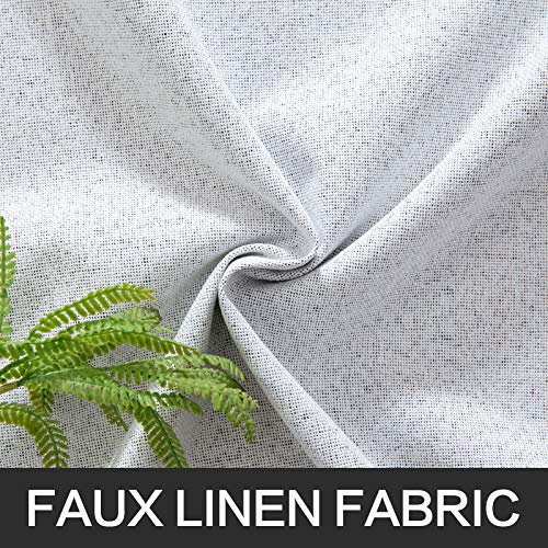 100% Blackout Linen Curtains for Bedroom 52x90 Inches Grayish White (Grayish White / 52"W x 90"L (Pack of 2))