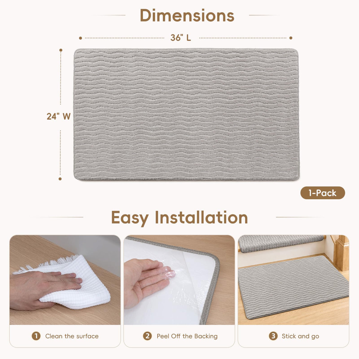 Stair Landing Mat (Light Grey / 2' x 3' (Rectangular))