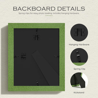 8x10 Green Wood Grain Picture Frame (Green Frame Green Mat / 8x10)