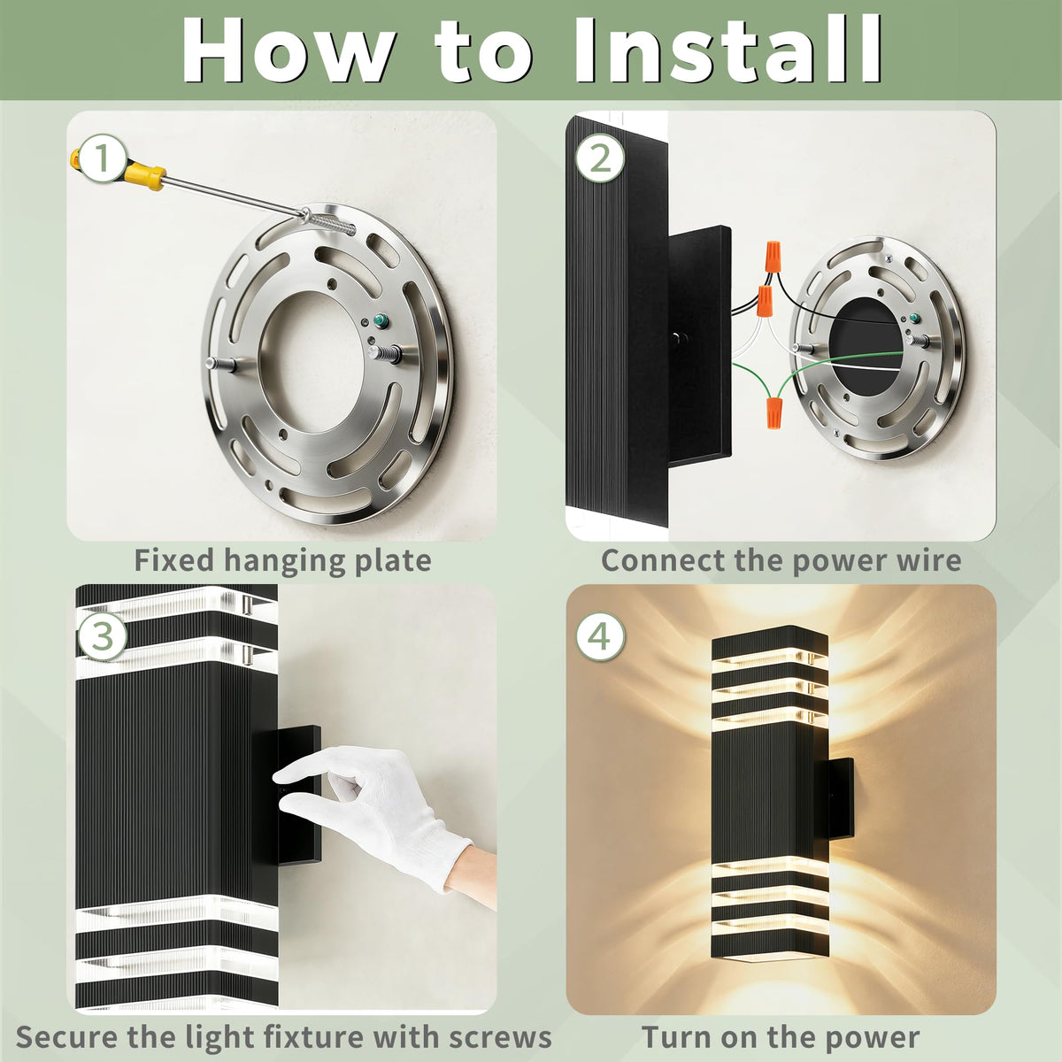 Dusk to Dawn Square Outdoor Wall Lights (Dusk to Down-4 PACK)