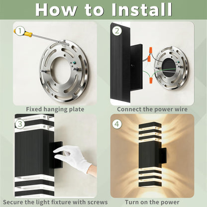 Dusk to Dawn Square Outdoor Wall Lights (Dusk to Down-4 PACK)